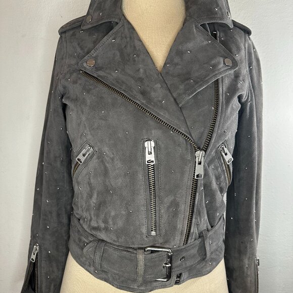 All Saints Grey Suede Jacket - Picture 4 of 12